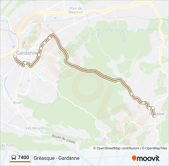 Plan de la ligne 7400 de bus