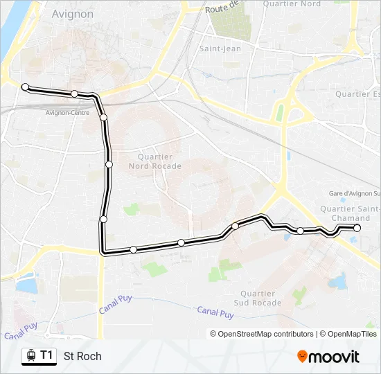 Plan de la ligne T1 de tram