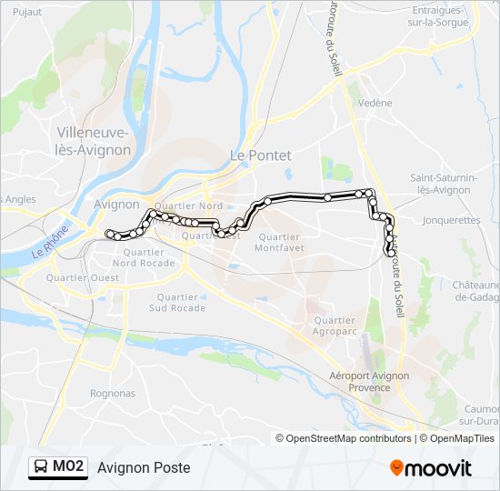Plan de la ligne MO2 de bus