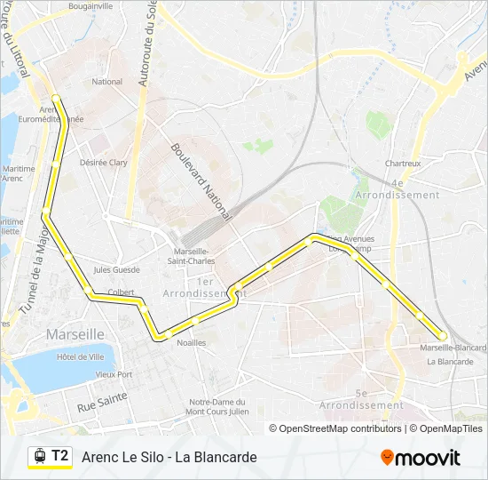 T2 Light Rail Line Map