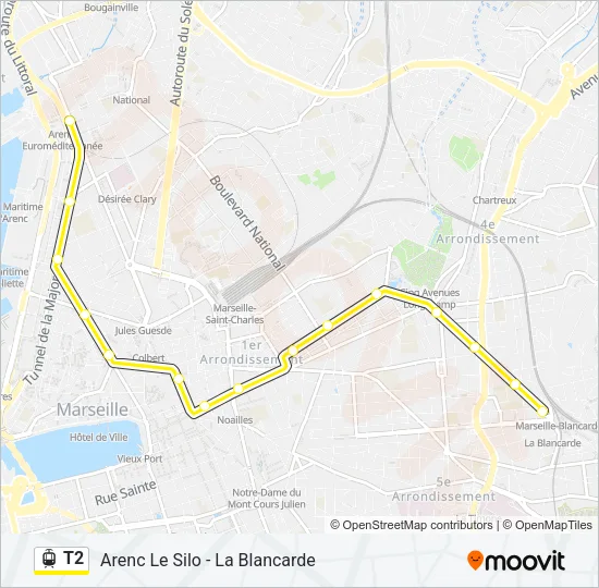 T2 Light Rail Line Map