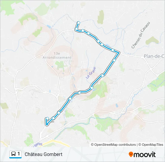 1 Bus Line Map
