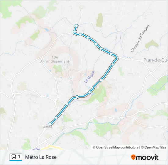 1 Bus Line Map
