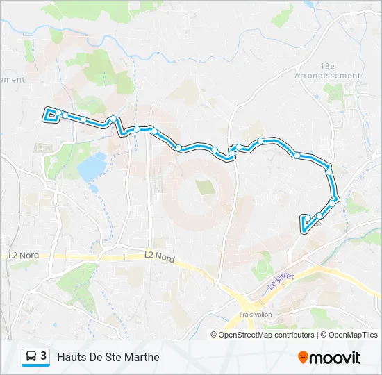 3 Bus Line Map
