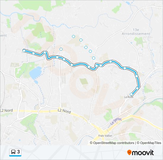 Plan de la ligne 3 de bus
