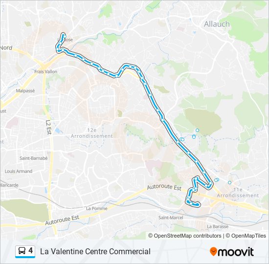 Mapa de 4 de autobús