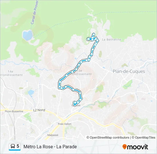 5 Bus Line Map