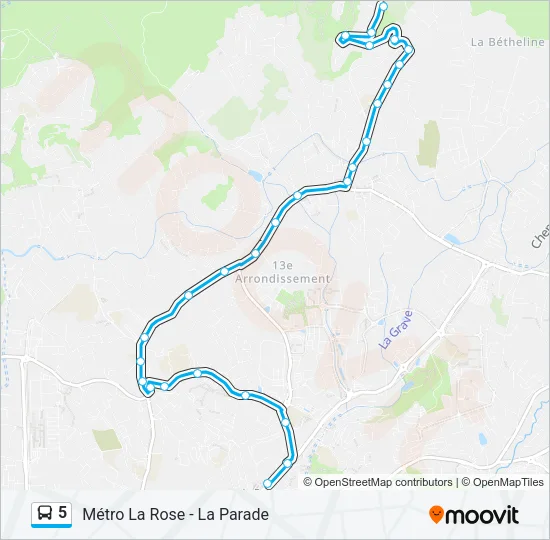 5 Bus Line Map