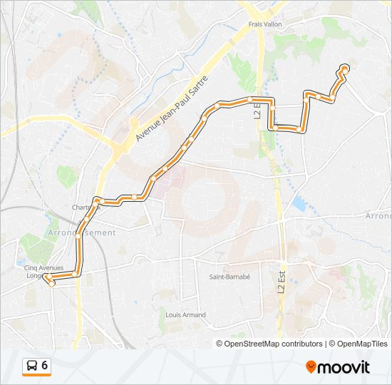 Plan de la ligne 6 de bus