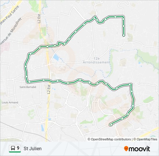 Plan de la ligne 9 de bus