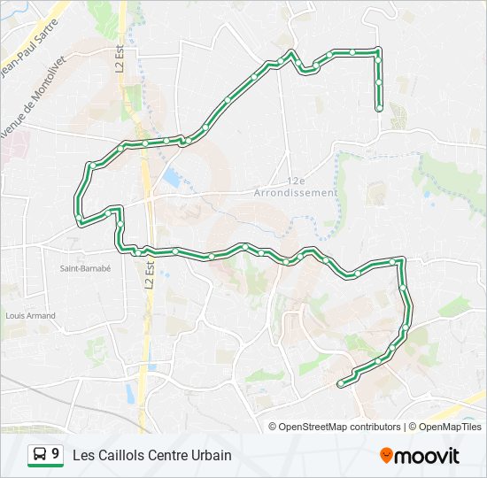 Plan de la ligne 9 de bus