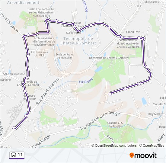 Plan de la ligne 11 de bus