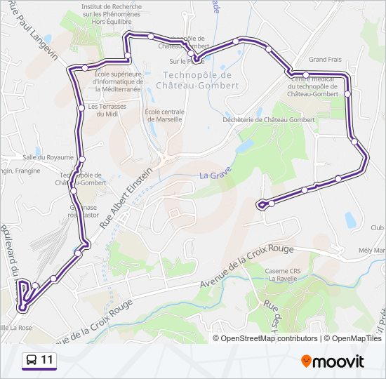 Plan de la ligne 11 de bus