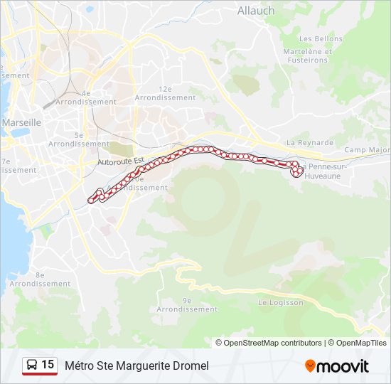 Plan de la ligne 15 de bus