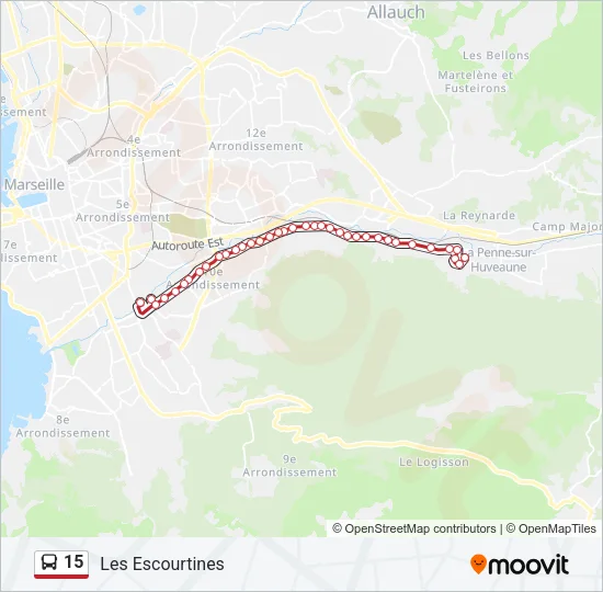 15 Bus Line Map