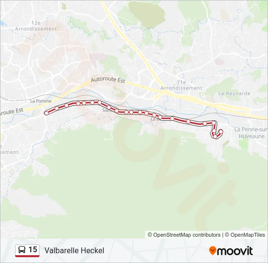 15 Bus Line Map