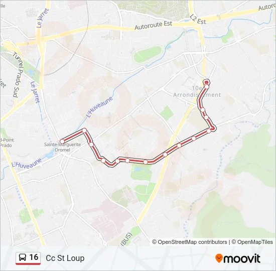 16 Bus Line Map