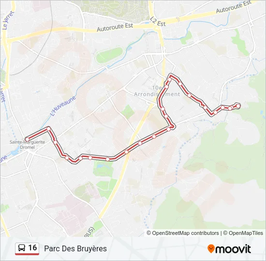 16 Bus Line Map