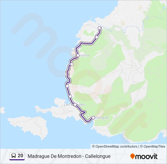 Plan de la ligne 20 de bus