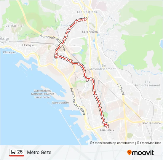 25 Bus Line Map