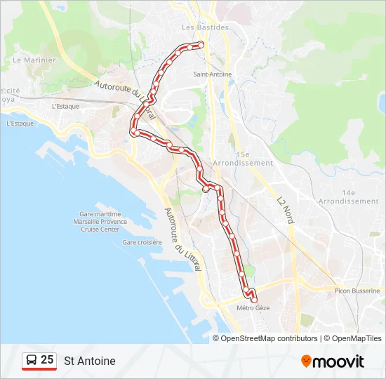 25 Bus Line Map