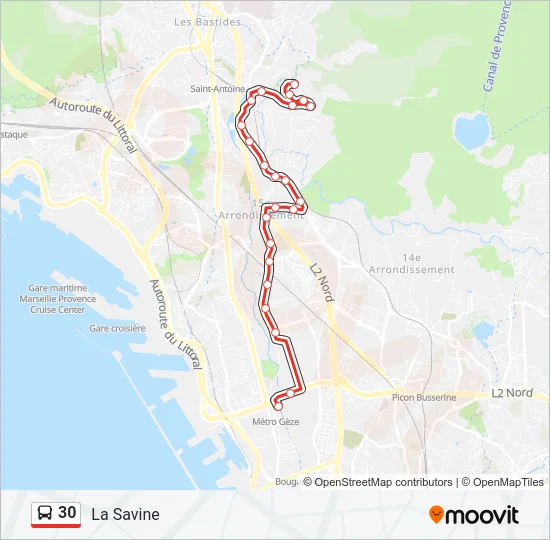 30 Bus Line Map