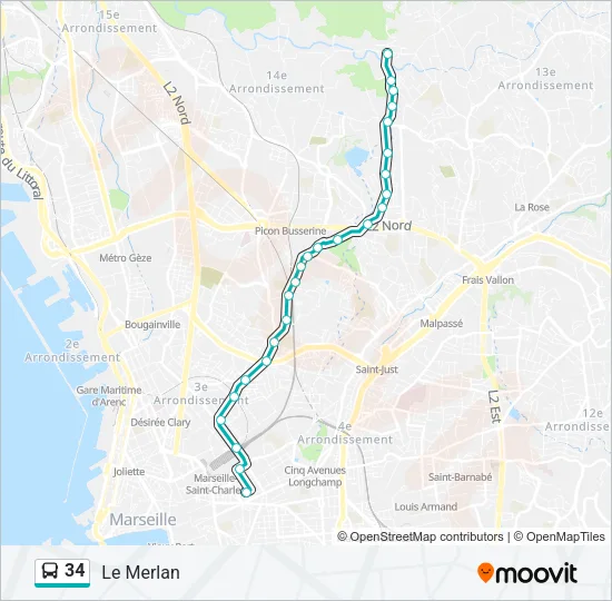 34 Bus Line Map