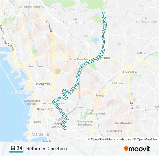 34 Bus Line Map