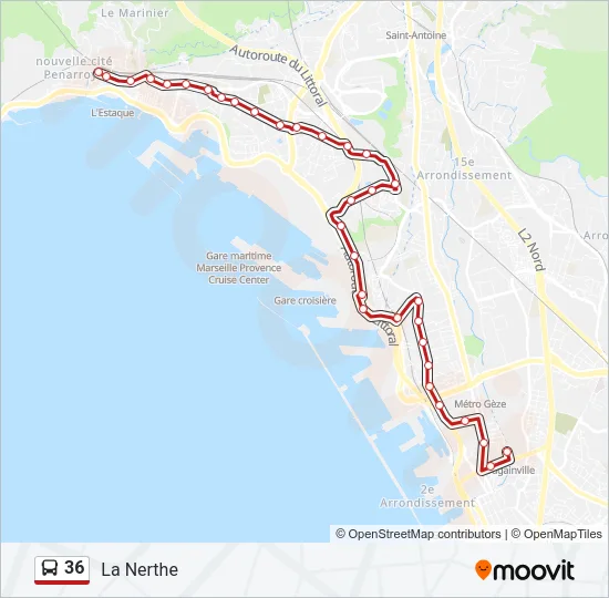36 Bus Line Map