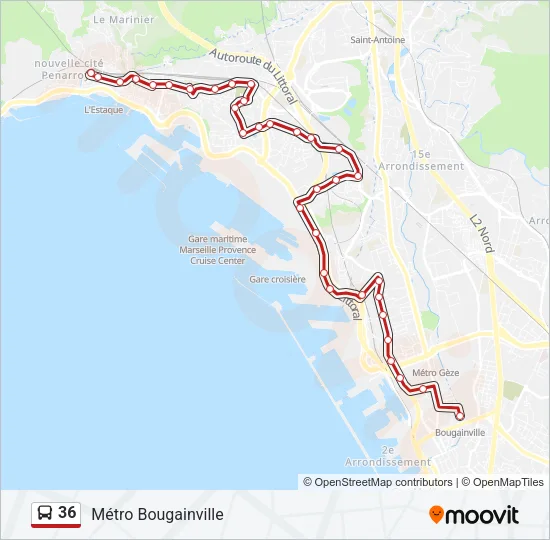 36 Bus Line Map