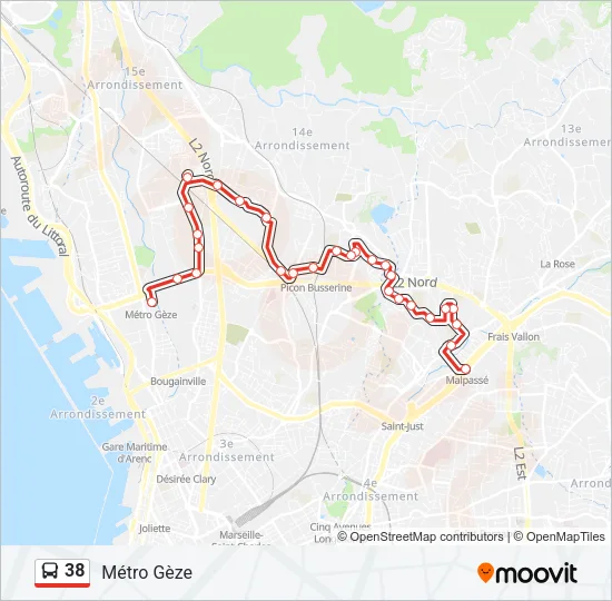 38 Bus Line Map