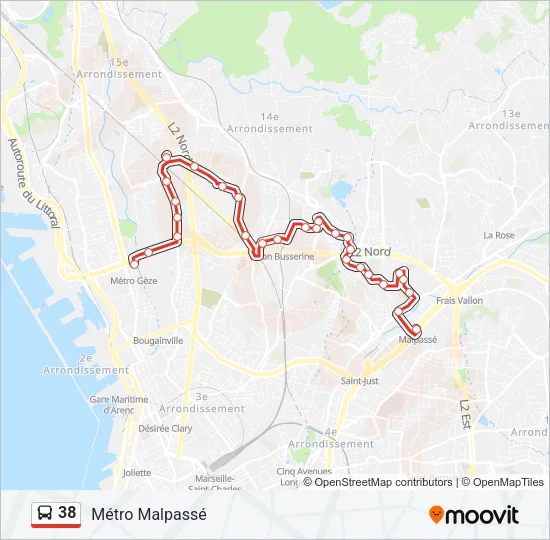 38 Bus Line Map