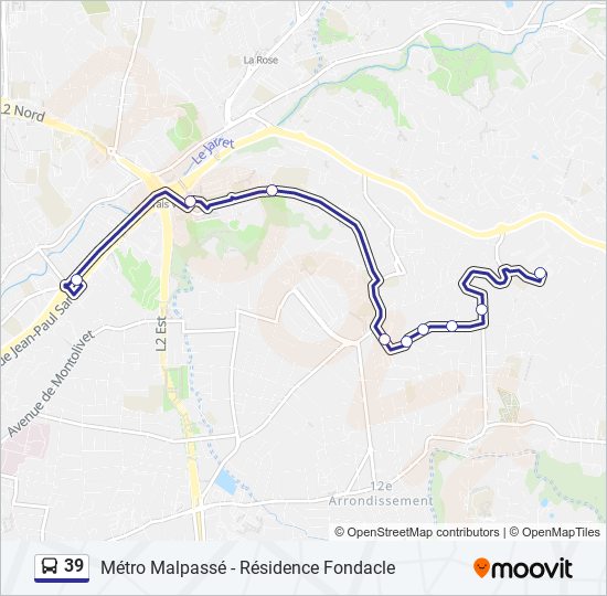 Plan de la ligne 39 de bus