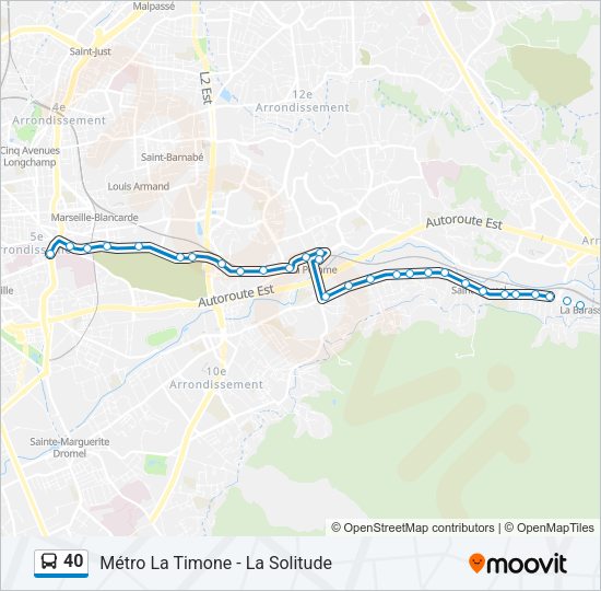 Plan de la ligne 40 de bus