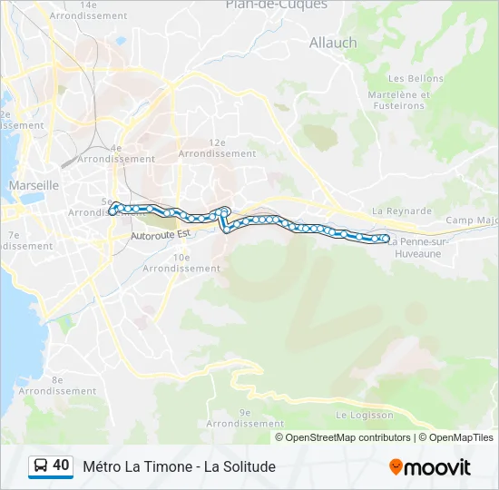 40 Bus Line Map
