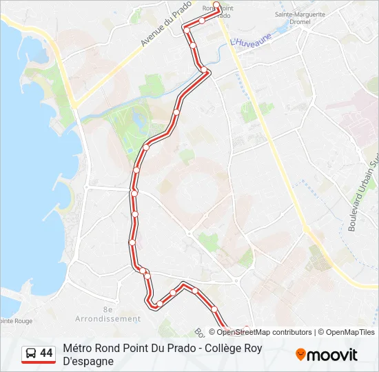 44 Bus Line Map