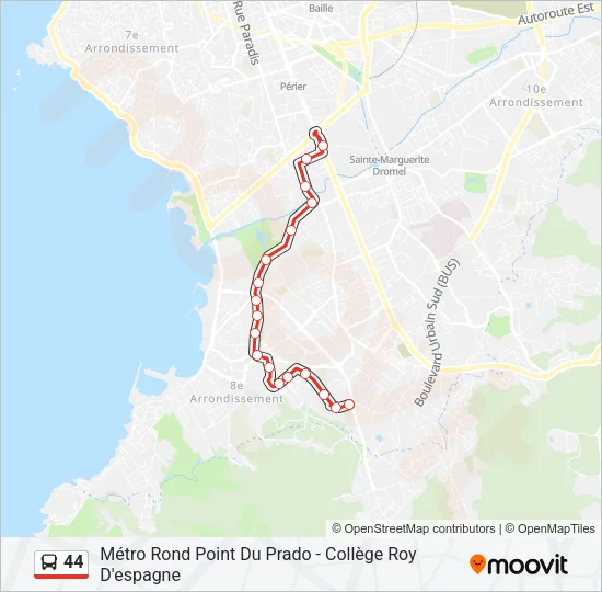 44 Bus Line Map