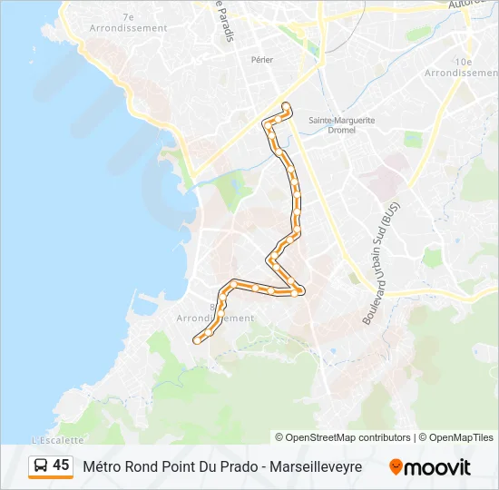 45 Bus Line Map