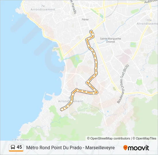 45 Bus Line Map