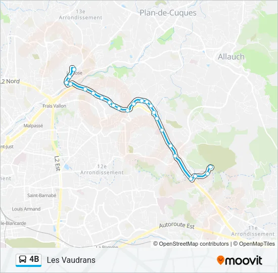 4B Bus Line Map