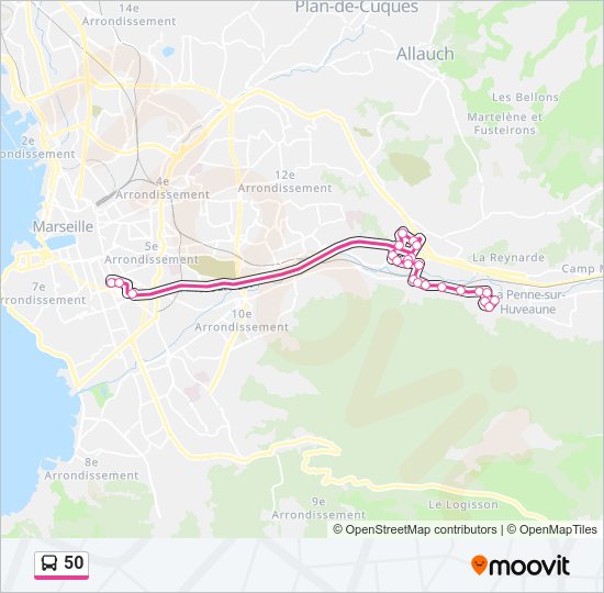 Plan de la ligne 50 de bus