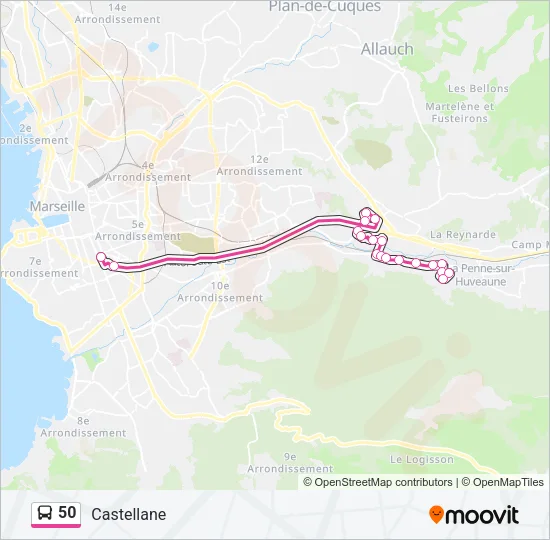 50 Bus Line Map