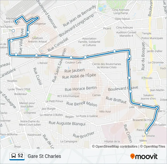 52 Bus Line Map