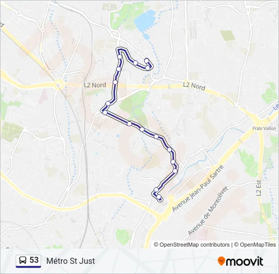 53 Bus Line Map