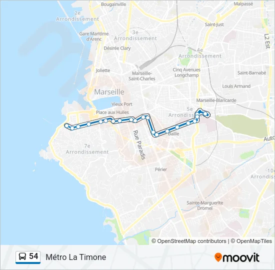 54 Bus Line Map