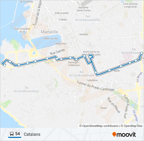 54 bus Line Map