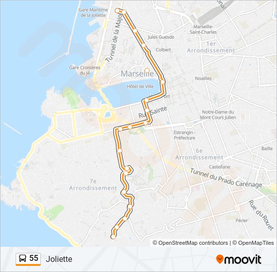 Mapa de 55 de autobús