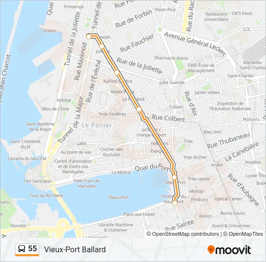 55 Bus Line Map