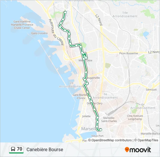 70 Bus Line Map