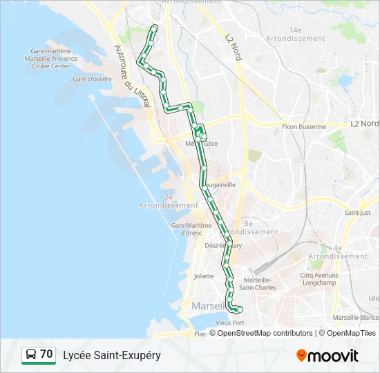70 Bus Line Map